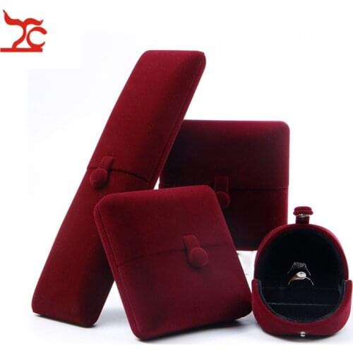 Luxury Red Velvet Engagement Jewelry Box Double Open Couple Ring Pendant Case Pear Necklace Earring Storage Gift Box