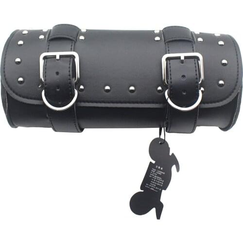 Motorcycle Tool Bag Fork Saddlebags, PU Leather Cargo Storage Organizer Side Mount Saddle Panniers for Harley , Black