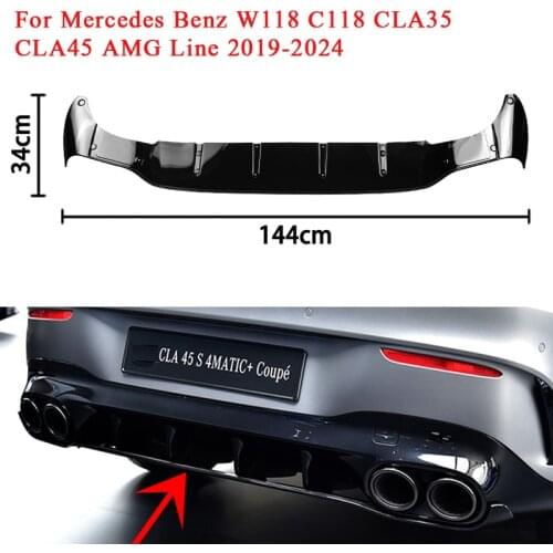 Rear Bumper Splitter Lip Body Kit Spoiler Diffuser Canard Lip Cover For Mercedes Benz W118 C118 CLA35 CLA45 AMG Line 2019-2024