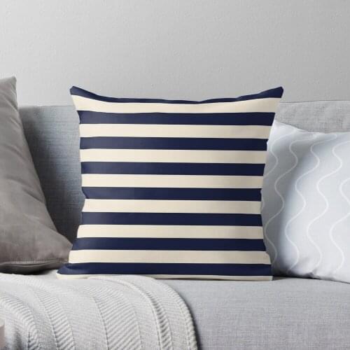 Navy Ivory Bold Stripes Throw Pillow Cushion Cover Polyester throw pillows case on sofa home living room car seat decor 45x45cm