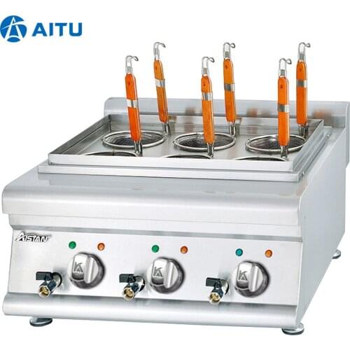 GH588 Good Quality 6 Basket Counter top stainless Gas Electric Pasta Cooker for Kitchen Equipment