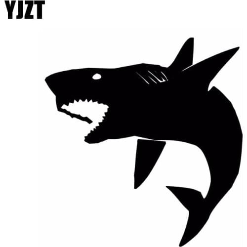 YJZT 14.1cm*15cm Personality SHARK Funny Vinyl Car Sticker Decal Accessories Black Silver C11-0311