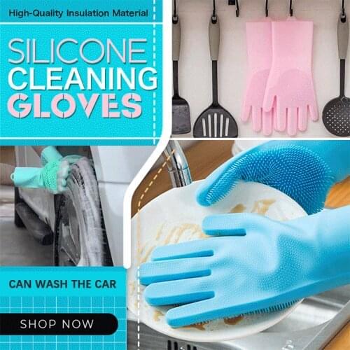 1Pair Silicone Cleaning Gloves Kitchen Magic Silicone Dish Washing Glove for Household Scrubber Rubber Clean Tool Dropshipping