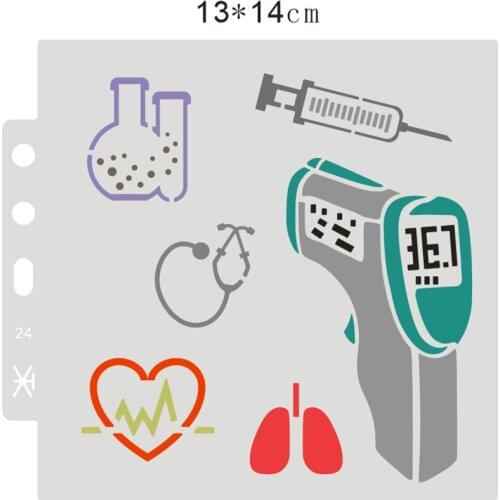 14.1*13 Health monitoring stencils Cover template spray plastic mold shield DIY cake hollow Embellishment printing lace ruler
