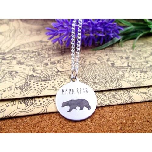 3pcs/lot Fashion stainless steel necklace "mama bear" Charms Pendant necklace Jewelry Gift more style for choosing