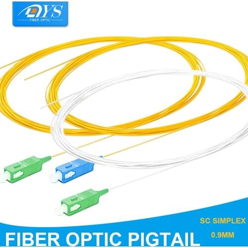 50pcs SC/APC fiber Pigtail Simplex 9/125 Single Mode Fiber Optic Pigtail 0.9mm 0.5m/1m/1.5m SC/UPC Patch Cord Yellow/White