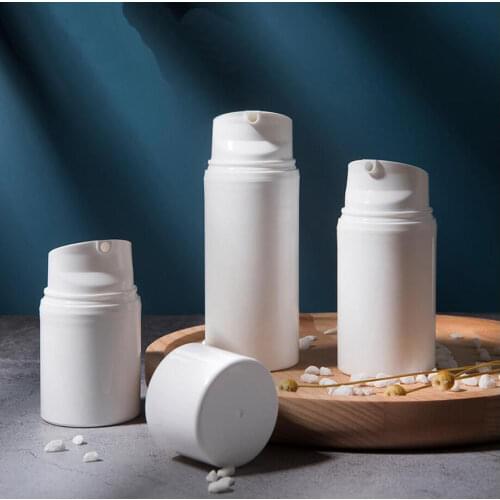 50ML white plastic airless bottle with white pump clear/white lid for lotion/cream/emulsion/foundation/serum skin care packing