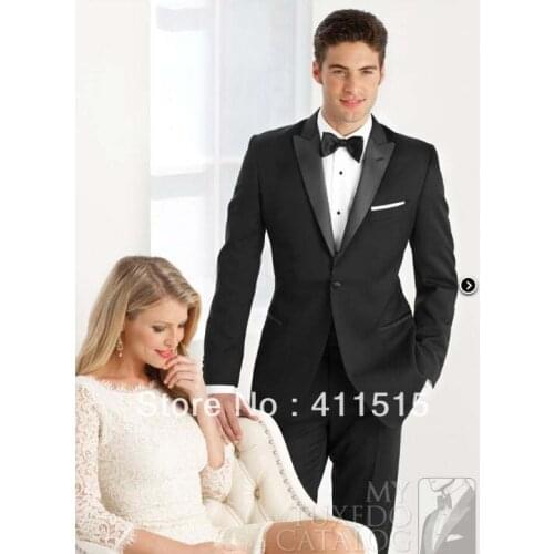 Free shipping!custom man tuxedos/Good price black color Peak Lapel Suits & Tuxedo wedding groom wear dress /custom men vest suit