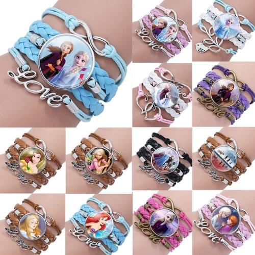 Disney Frozen 2 Princess Children Bracelet Cartoon Elsa Anna Lovely Wristand Girl Bangle Action Figures Toys Gift Children Kids