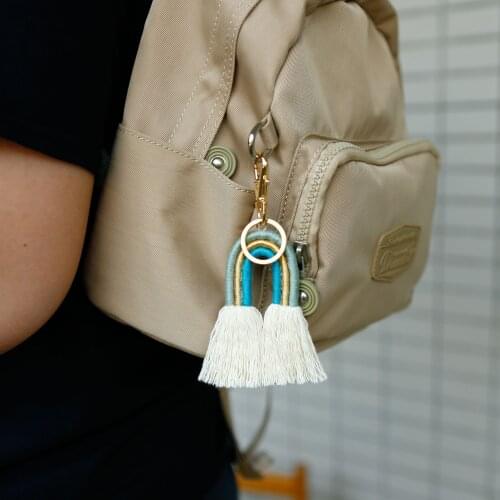 North European and American Style Tassel Keychain Rope Hand-woven Rainbow Bag Pendant Ladies Fashion Trend All-match Pendant