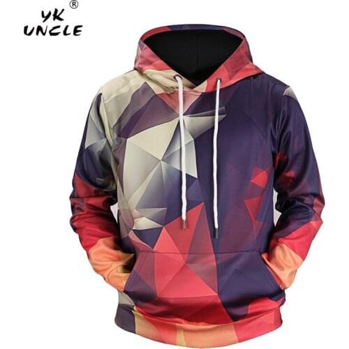 YK UNCLE Brand New Fashion 3D Geometric Print Sweatshirts Men/Womens Sweatshirt Pullover Hoodies Free Shipping Plus Size M-3XL