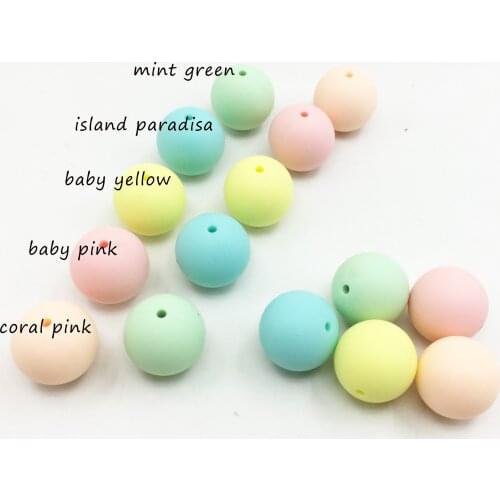 Candy Beads 100pc Silicone Baby Teething Teether Beads 10mm/12mm/15mm/20mm Safe Food Grade Nursing Chewing Round Silicone Beads