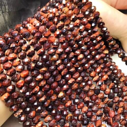 Loose beads RED TIGEREYE roundel faceted 4*6mm 14inch for DIY jewelry making FPPJ wholesale beads nature