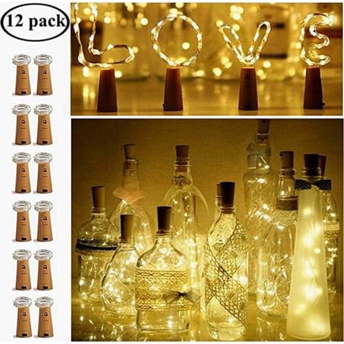Wine Bottle with Cork 20LED Bottle Lights Battery Cork For Party Wedding Christmas Halloween Bar Decor Warm White String LED