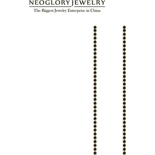 Neoglory 2020 New Fashion 2MM CZ 1Row 9cm Claw Chain Crystal Tassel Earrings For Women Bride Jewelry For Wedding