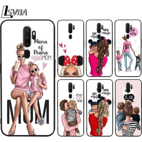 Black TPU Soft Cover Hot Mom and Baby Girl for OPPO A9 2020 Reno 10X ZOOM ACE 4 3 2 Z F Pro 4G 5G Phone Case