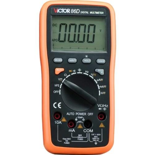 VICTOR 86D 3 5/6 Digital Multimeter Voltage Current Tester Meter frequency with RS232 and USB jack win7/8/10 & Loop detection