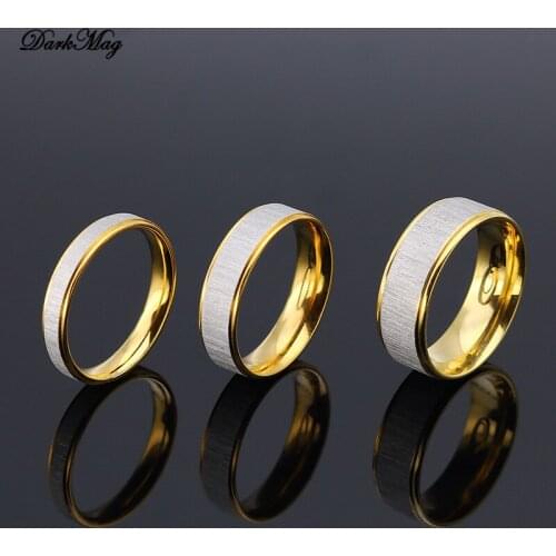 DarkMag 4/6/8mm Gold Titanium Ring Man Brushed Wedding Band Women Engagement Rings Silver Color Bague Femme anneau bijoux