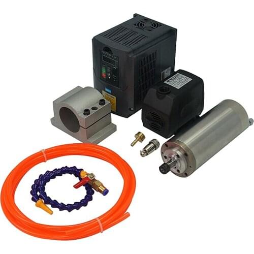 DIY CNC Router Parts 800W 1.5KW Spindle Motor Kit + 2.2KW VFD Frequency Inverter 65mm Clamp Water Pump