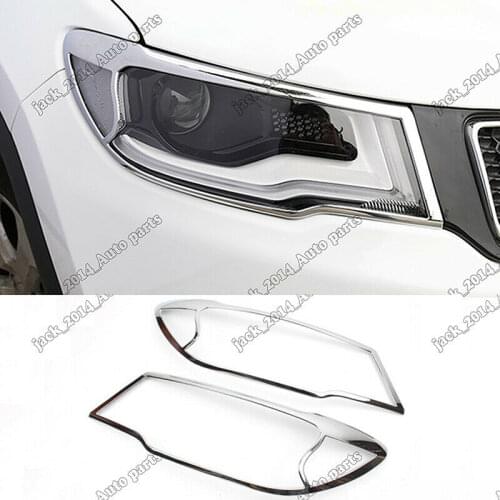 For Jeep Compass 2017 2018 ABS Front Headlight Lamp Frame Cover Trim Moulding