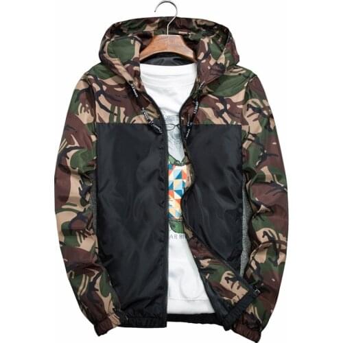 2019 Mens Camouflage Fashion Thin section Trend Leisure outdoor Motion Hooded Jackets Men autumn Slim Fit Baseball Jacket male