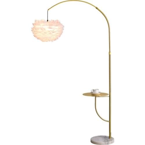 Nordic Creative Feathers Floor Lamp Light Luxury Post-Ins Ventilation Red Teenage Bedroom Floor Lamp USB Wireless Charging Lamp