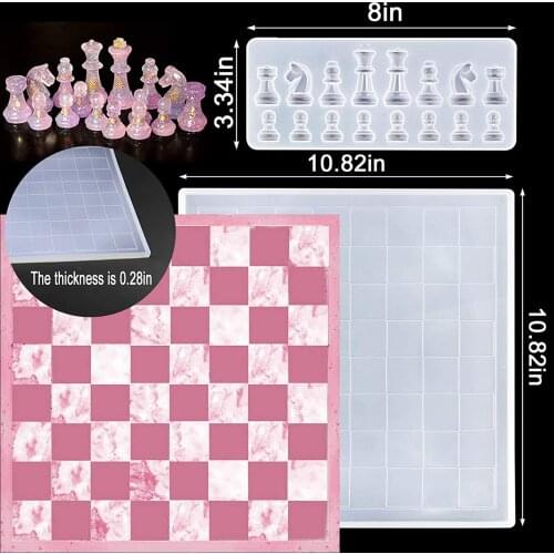 New Chess Board Silicone Mold DIY Epoxy Casting Mold For DIY Crafts Crystal Epoxy Silicone Chessboard Mold For Chess Lovers
