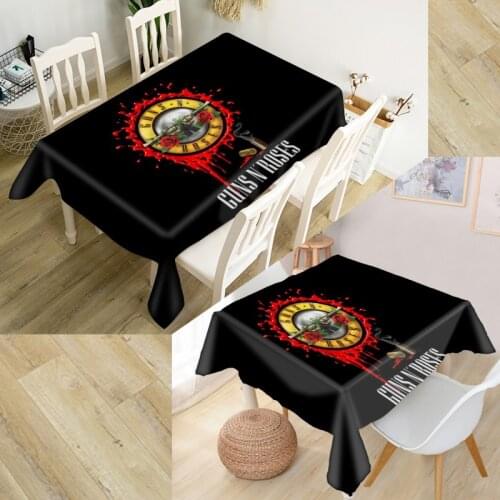 New Arrival Guns and Rose Tablecloth Waterproof Oxford Fabric Square/Rectangular Tablecloth For Wedding Table Cloth TV Covers