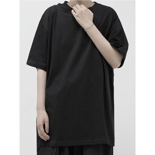 Big size couples dress my personality black and white gray irregular double collar design mens short sleeve t-shirt mens summ