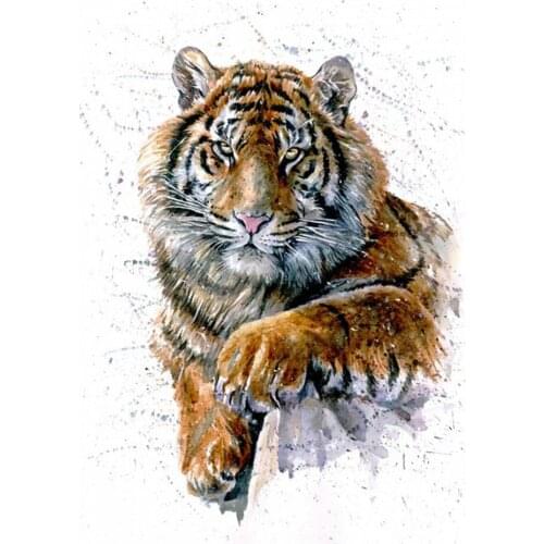 Dpsprue 5D Full Square/Round DIY Diamond Painting Cross Stitch Animal Tiger Embroidery Diamond Mosaic Home Decoration Gift FH101