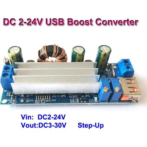 80W 30V DC DC Boost Converter CC CV Variable DC Power Supply Module USB Adjustable Voltage Regulator Step-Up 2-24V To 3-30V