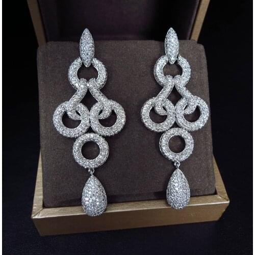 A302K Clear Micro Pave Setting Drop Dangle Earring,Great Design,AAA+ Cubic Zirconia Fashion Earring JP512052E