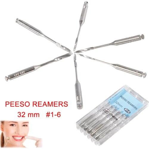 6Pcs Types Dental Gates Drills PEESO Reamers Files 32mm #1-6 Staniless Steel Material for Endodontic Root Canal High Quality