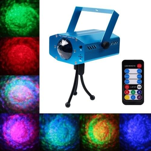 9W 7Colors LED Water Effect Light RGB LED Dj Party Laser Light Projector Strobe Stage Lights for Birthday Parties Wedding Disco