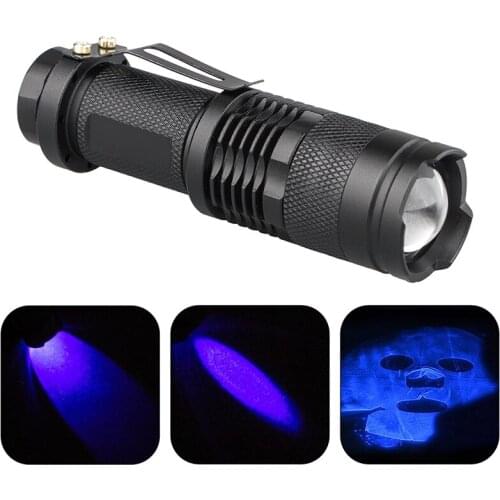 Led UV flashlight Purple Blacklight for Money Cash Checker Detection Ultra Violet Flash light torch AA battery Torch Lamp