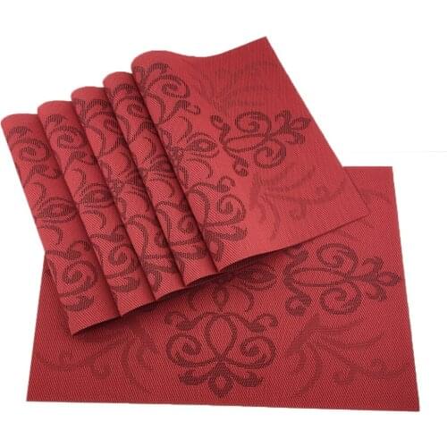 High Quality Luxury Court Style 6 Piece Set / PVC Table Decoration Vinyl Placemat Linen Insulation Place mats Coaster