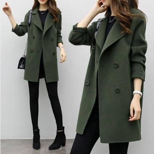 Women Autumn Winter Warm Wool Blends Trench Coat Womens Woolen Coat 2019 New Fashion Long Loose Double-breasted Coat Overcoat