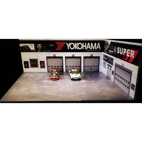 1/64 Scale Garage Factory Warehouse Repair House Building Model Vehicle Toy Collection Parking Lot Scene Background Display