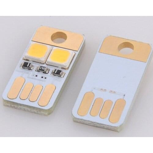 1pc Mini USB Power 0.5W 2 LED Lamp Keychain Portable Pocket Card Pocket Card Touch Switch Night Light Computer Gadgets