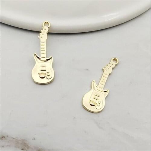 10pcs/lot New Creative Metal Guitar Charms Connectors for Diy Fashion Earrings keychain Necklace Pendant Jewelry Accessories