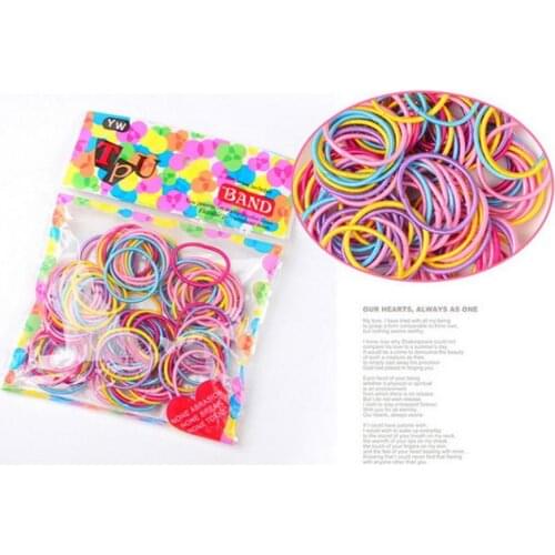 200bags 100PCS/bag Girls Candy Colors Nylon 3CM Rubber Bands Children Safe Elastic Hair Bands Ponytail Holder