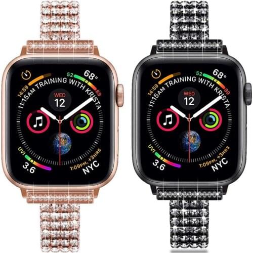 2021 Bling Bands for Apple Watch 38mm 40mm 42mm 44mm Diamond Stainless Metal Bracelet Wristband Strap for Women iWatch Wristband