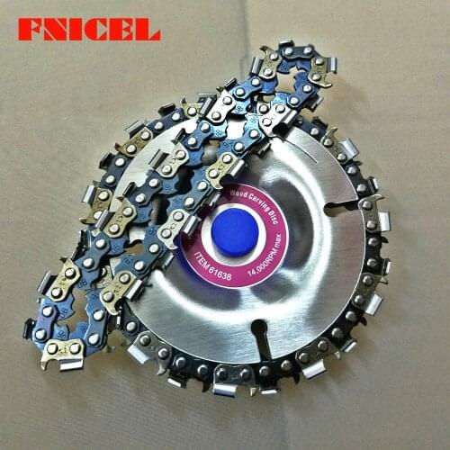 4 inch Wood Carving Disc Cut Chain 22 Tooth Grinder Disc Fine Chainsaw Set w/ 2 Chains for 100/115 Angle Grinder Wooking Tools