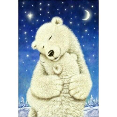 5d diamond painting white bear mother and child full square / round animal 40x60cm 3d diamond mosaic diamond embroidery