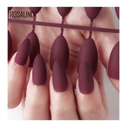 24 Pcs Acrylic Fake Nails Matte False Nail Tips Dull Polish Matte Decorated Detachable Tips Extension Manicure Fake False Nails