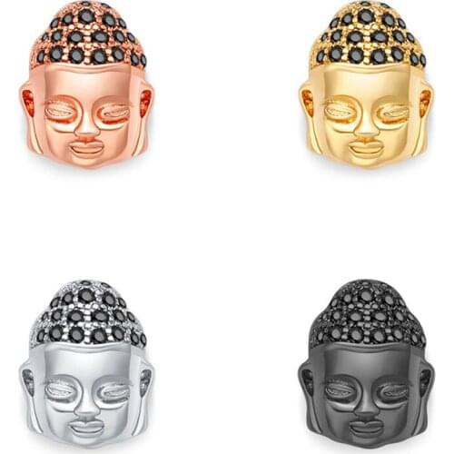 Buddha Head Charm Cubic Zircon Micro Pave CZ Beads Fit DIY Jewelry Connectors For Women Men DIY Jewelry Making Accessories