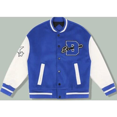 Hip Hop College Letters Embroidery Baseball Jacket Men 2021 Couple Unisex Patchwork Coat Harajuku Varsity Furry Stars Jackets