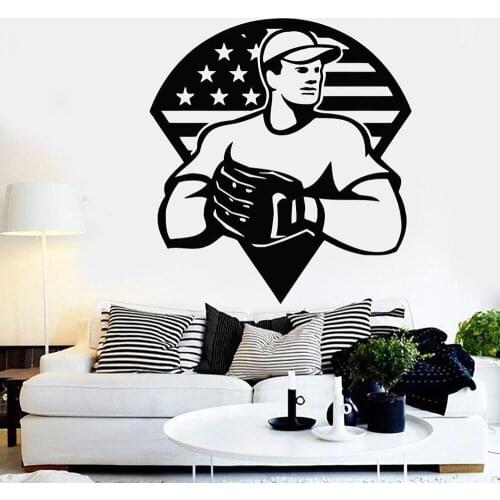 Baseball Player Wall Sticker bedroom removeable vinyl Stickers home decor PVC wall decal living Room decoration poster G838