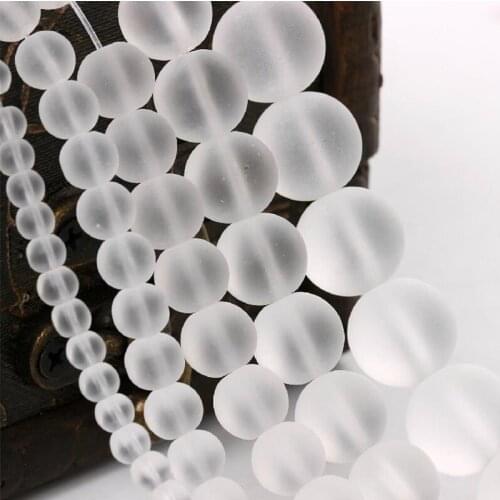 1 Strand 6mm 8mm 10mm 12mm Polished Crystal Beads White Matte Beads Spacer Loose Beads Handmade Jewelry Accessories DIY Necklace