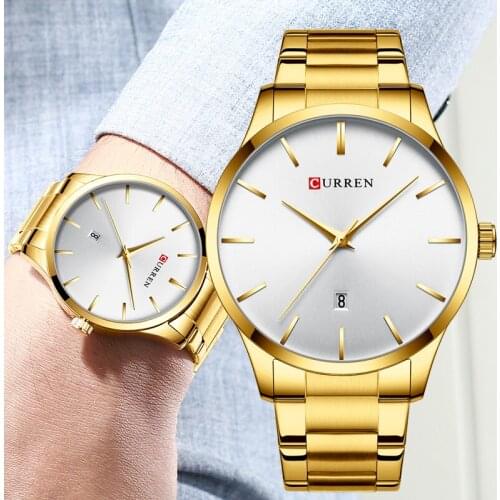 Curren Business Mens Watches Top Brand Luxury Classic Gold Watch Men 2019 Stainless Steel Male Wristwatch Relogio Masculino